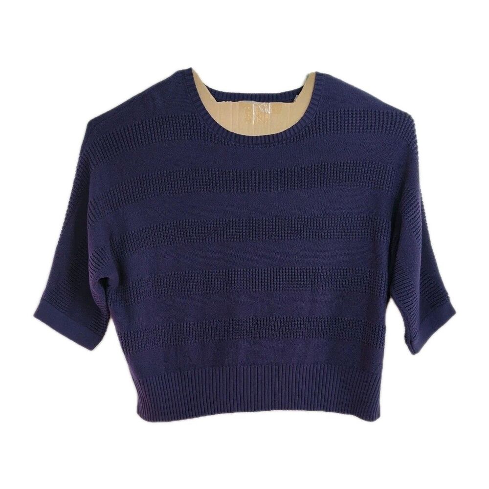 Liz Claiborne Sweater Women's Size 3X Navy Knit 3/4-Sleeves Round Neck